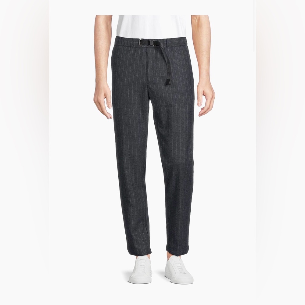 White Sand men's Pinstriped Grosgrain Belt Pants in navy size 48 NWT